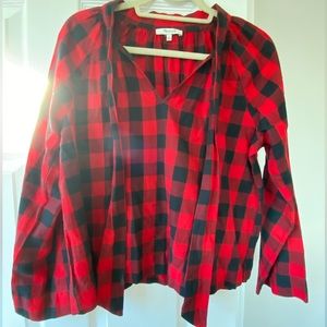 Madewell Tie-Neck Popover Shirt in Buffalo Check